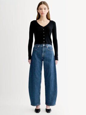 Everlane Way-High Curve Barrel Jeans Ocean Blue Size 30 Like New